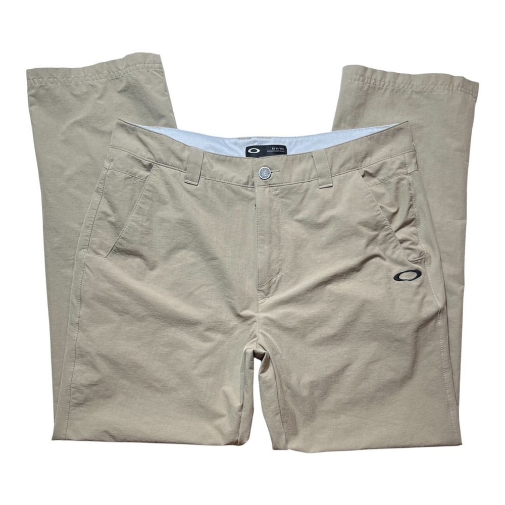Oakley Mens Sz 33X30 Chino Icon Golf Pants Tan Ellipse Logo Lightweight-2172